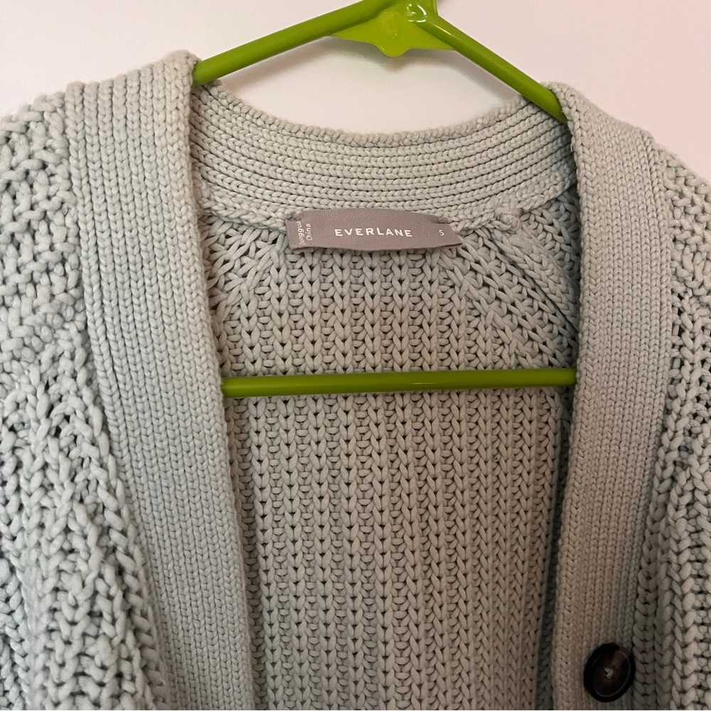 Everlane The Texture Cotton Cardigan in Ice Blue - Picture 2 of 4